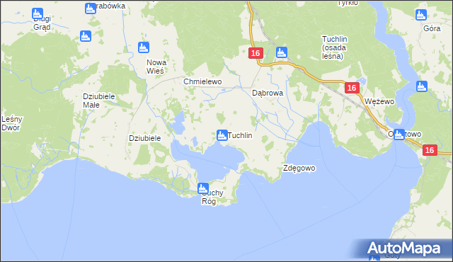 mapa Tuchlin gmina Orzysz, Tuchlin gmina Orzysz na mapie Targeo