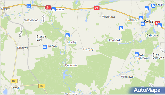 mapa Tuczępy gmina Międzychód, Tuczępy gmina Międzychód na mapie Targeo