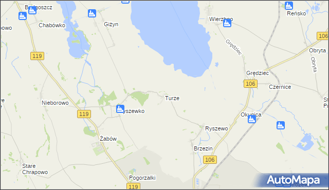 mapa Turze gmina Pyrzyce, Turze gmina Pyrzyce na mapie Targeo