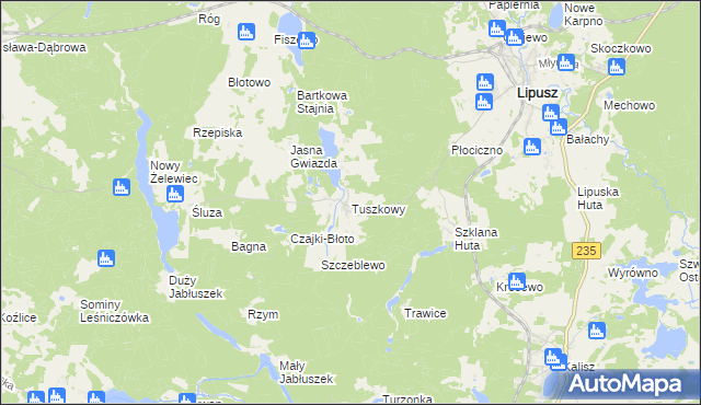 mapa Tuszkowy, Tuszkowy na mapie Targeo