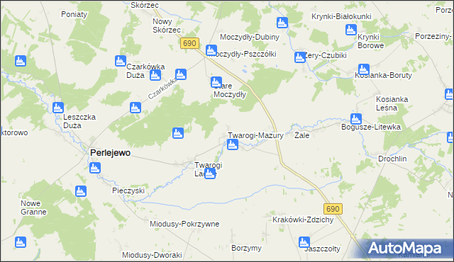 mapa Twarogi-Mazury, Twarogi-Mazury na mapie Targeo