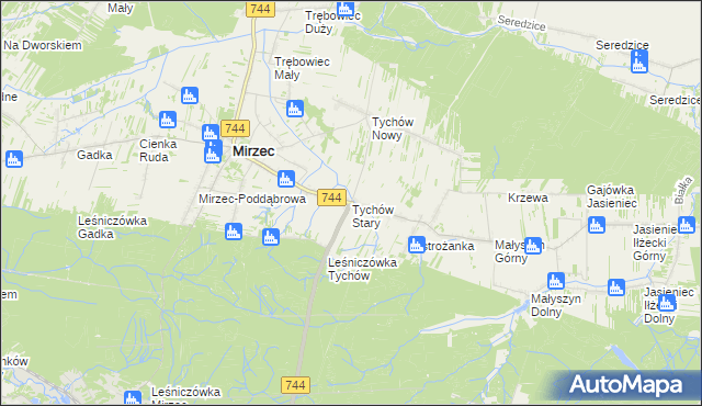 mapa Tychów Stary, Tychów Stary na mapie Targeo