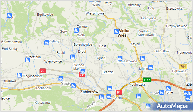 mapa Ujazd gmina Zabierzów, Ujazd gmina Zabierzów na mapie Targeo
