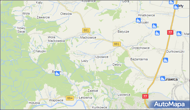 mapa Ujkowice, Ujkowice na mapie Targeo
