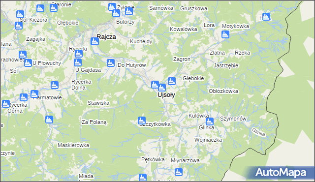 mapa Ujsoły, Ujsoły na mapie Targeo