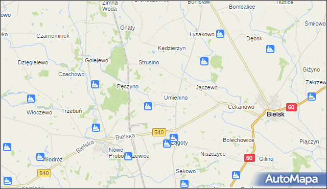 mapa Umienino, Umienino na mapie Targeo
