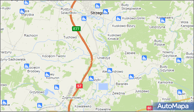 mapa Unierzyż, Unierzyż na mapie Targeo