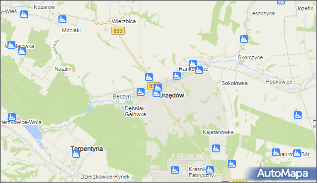 mapa Urzędów, Urzędów na mapie Targeo