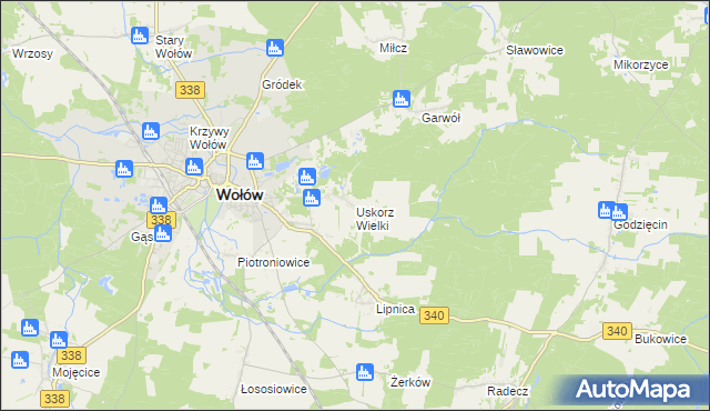 mapa Uskorz Wielki, Uskorz Wielki na mapie Targeo