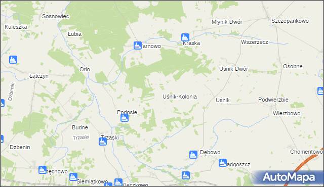 mapa Uśnik-Kolonia, Uśnik-Kolonia na mapie Targeo