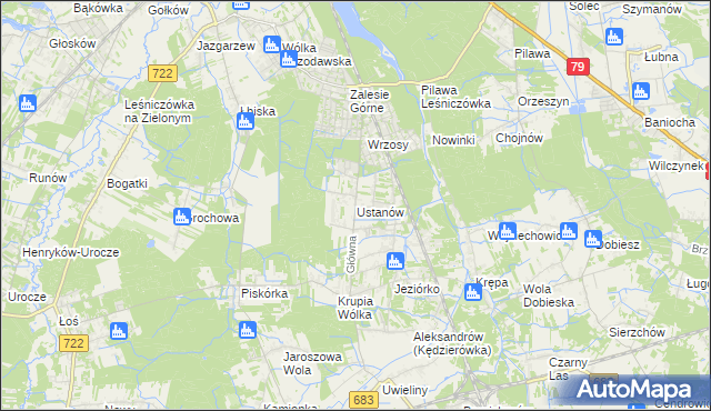 mapa Ustanów, Ustanów na mapie Targeo