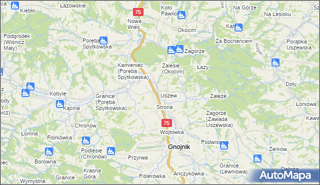 mapa Uszew, Uszew na mapie Targeo