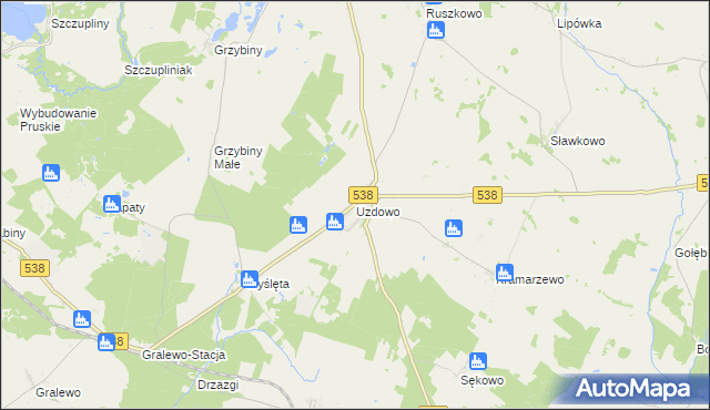 mapa Uzdowo, Uzdowo na mapie Targeo