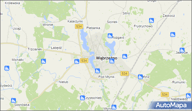 mapa Wąbrzeźno, Wąbrzeźno na mapie Targeo