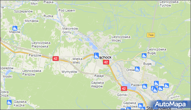 mapa Wąchock, Wąchock na mapie Targeo