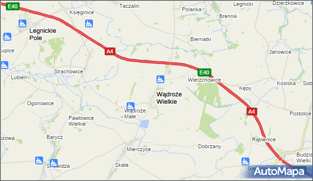 mapa Wądroże Wielkie, Wądroże Wielkie na mapie Targeo