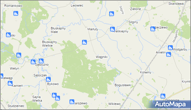 mapa Wągniki gmina Korsze, Wągniki gmina Korsze na mapie Targeo