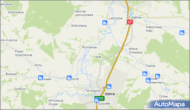 mapa Wał gmina Izbica, Wał gmina Izbica na mapie Targeo