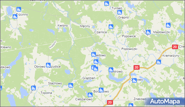 mapa Wałdowo gmina Miastko, Wałdowo gmina Miastko na mapie Targeo