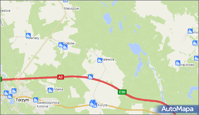 mapa Walewice gmina Torzym, Walewice gmina Torzym na mapie Targeo
