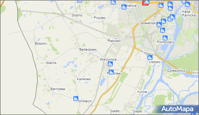 mapa Warzymice, Warzymice na mapie Targeo