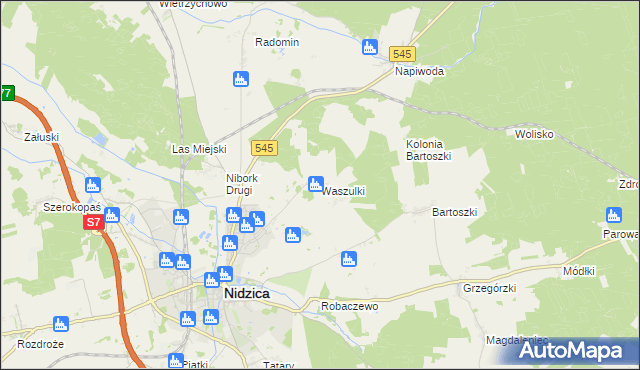 mapa Waszulki, Waszulki na mapie Targeo