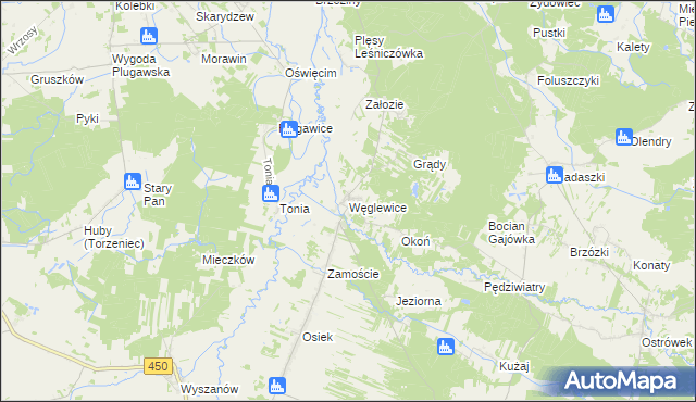 mapa Węglewice gmina Galewice, Węglewice gmina Galewice na mapie Targeo