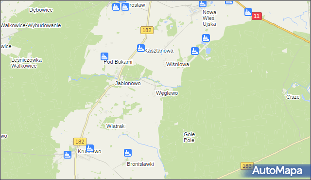 mapa Węglewo gmina Ujście, Węglewo gmina Ujście na mapie Targeo
