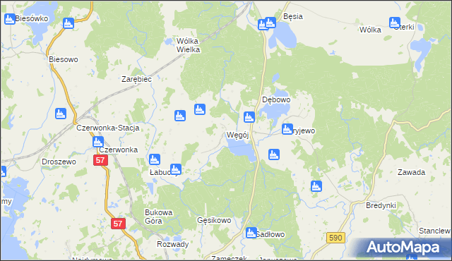 mapa Węgój, Węgój na mapie Targeo