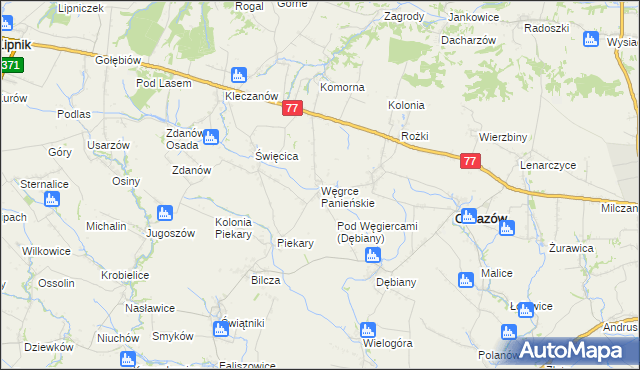 mapa Węgrce Panieńskie, Węgrce Panieńskie na mapie Targeo
