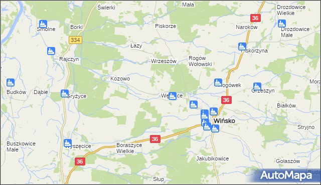 mapa Węgrzce gmina Wińsko, Węgrzce gmina Wińsko na mapie Targeo