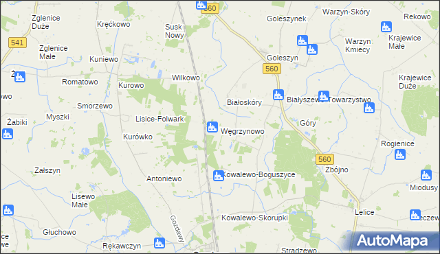 mapa Węgrzynowo gmina Gozdowo, Węgrzynowo gmina Gozdowo na mapie Targeo