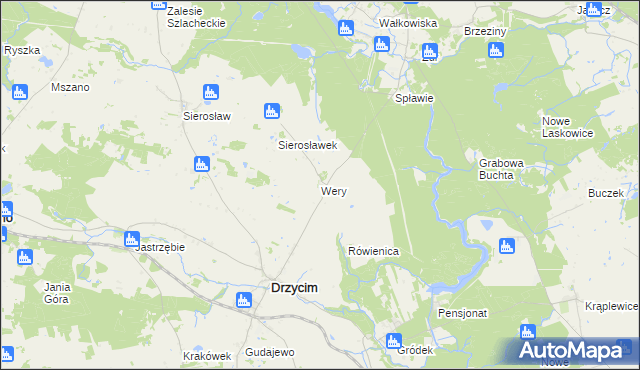 mapa Wery gmina Drzycim, Wery gmina Drzycim na mapie Targeo