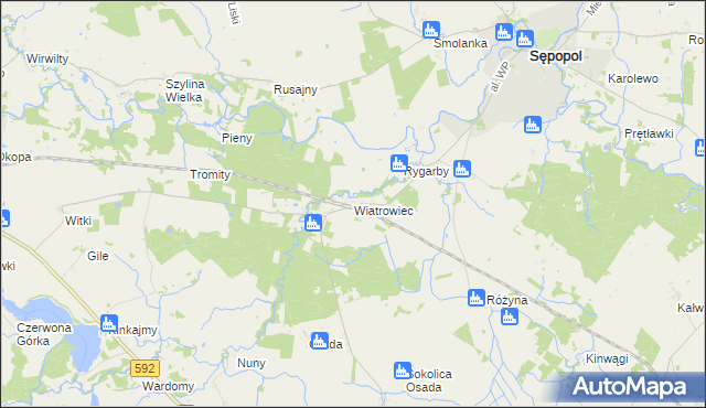 mapa Wiatrowiec gmina Sępopol, Wiatrowiec gmina Sępopol na mapie Targeo