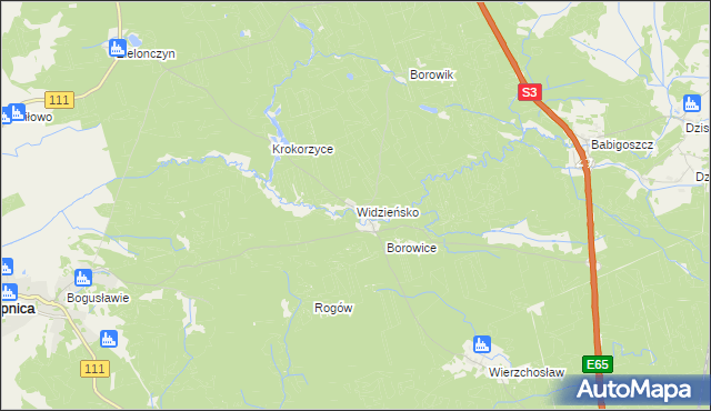 mapa Widzieńsko, Widzieńsko na mapie Targeo