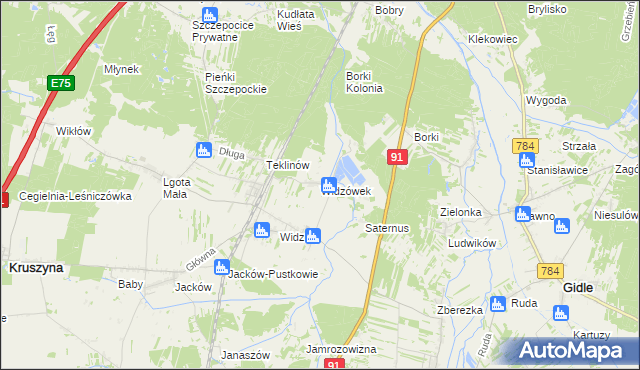 mapa Widzówek, Widzówek na mapie Targeo