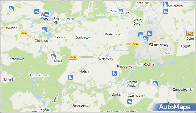 mapa Więckowy, Więckowy na mapie Targeo