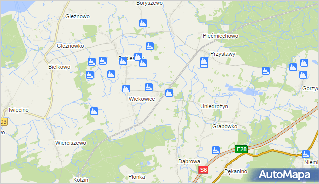 mapa Wiekowo gmina Darłowo, Wiekowo gmina Darłowo na mapie Targeo