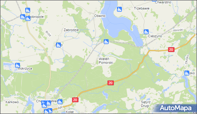 mapa Wieleń Pomorski, Wieleń Pomorski na mapie Targeo