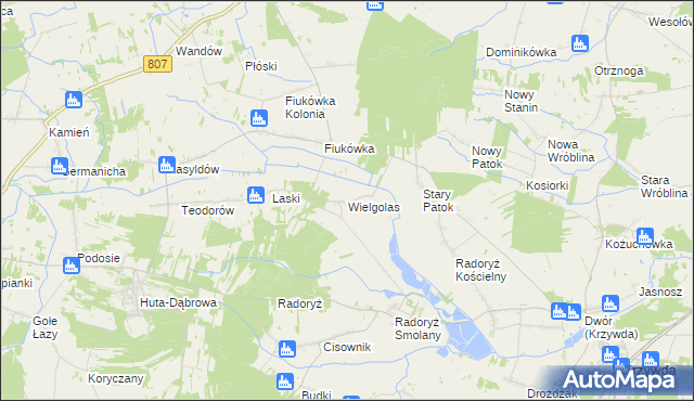 mapa Wielgolas gmina Krzywda, Wielgolas gmina Krzywda na mapie Targeo