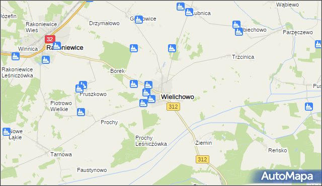 mapa Wielichowo powiat grodziski, Wielichowo powiat grodziski na mapie Targeo