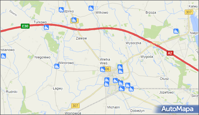 mapa Wielka Wieś gmina Buk, Wielka Wieś gmina Buk na mapie Targeo