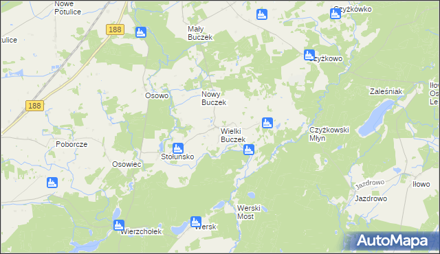 mapa Wielki Buczek gmina Lipka, Wielki Buczek gmina Lipka na mapie Targeo