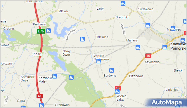mapa Wielkie Rychnowo, Wielkie Rychnowo na mapie Targeo