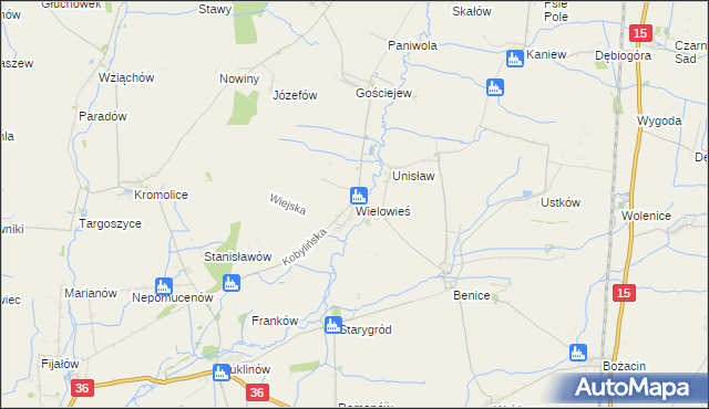 mapa Wielowieś gmina Krotoszyn, Wielowieś gmina Krotoszyn na mapie Targeo