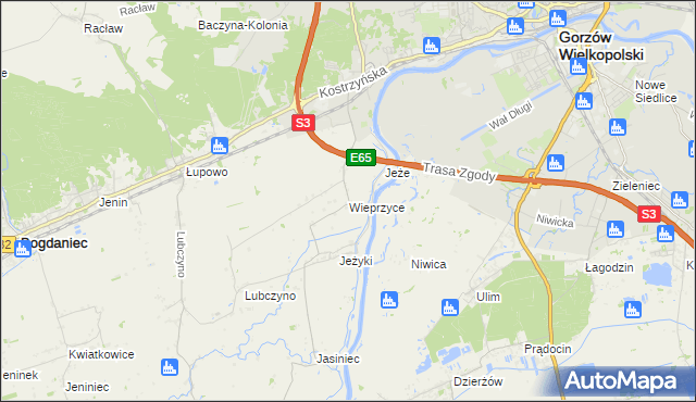 mapa Wieprzyce, Wieprzyce na mapie Targeo