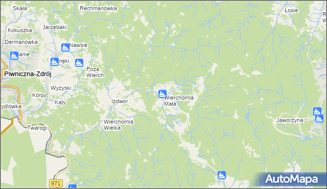 mapa Wierchomla Mała, Wierchomla Mała na mapie Targeo