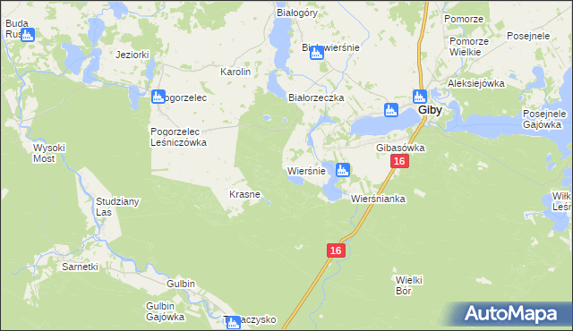 mapa Wierśnie, Wierśnie na mapie Targeo