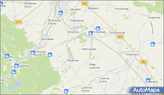 mapa Wieruszów gmina Świdnica, Wieruszów gmina Świdnica na mapie Targeo