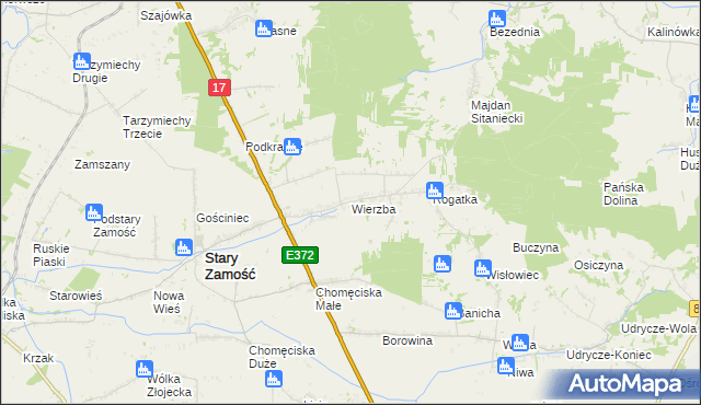 mapa Wierzba gmina Stary Zamość, Wierzba gmina Stary Zamość na mapie Targeo